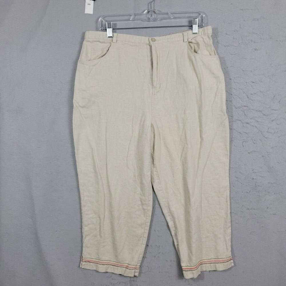 CJ Banks Womens Pants Capri Crop  Plus Size 14W off white